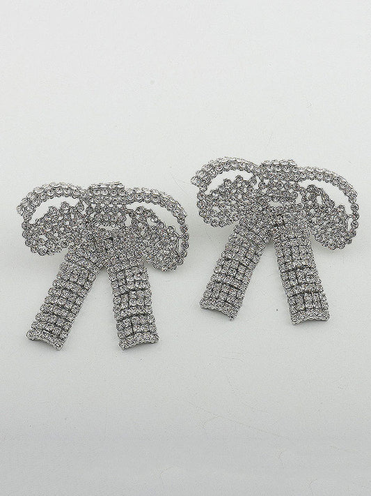 Bowknot Geometric Rhine Stones Drop Earrings