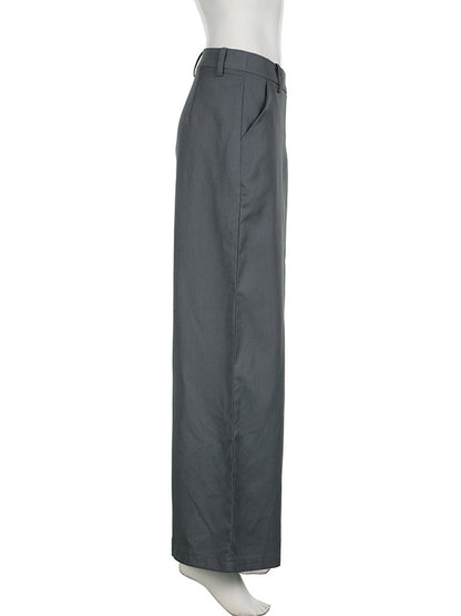 High Waisted Loose Solid Color Split-Joint Pants Trousers