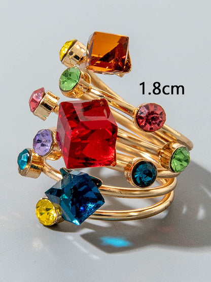 Geometric Rhine Stones Rings Accessories