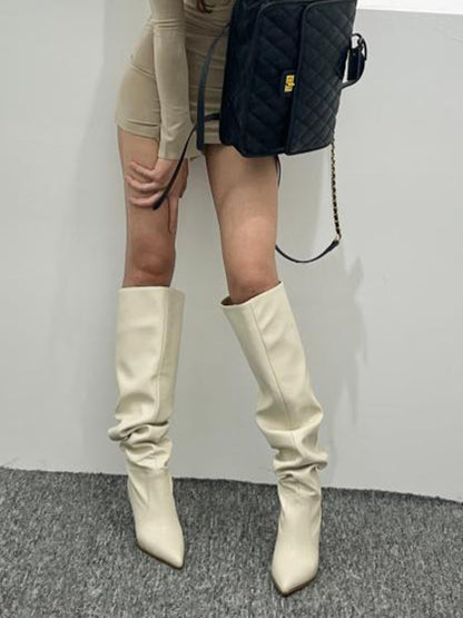 Pointed-Toe Split-Joint Boots