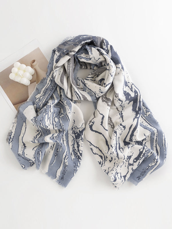 Keep Warm Printed Tasseled Shawl&Scarf