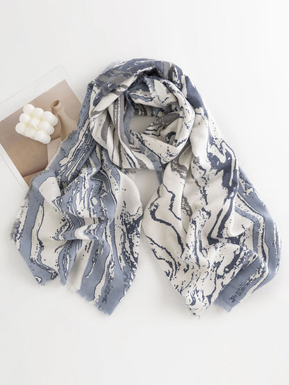 Keep Warm Printed Tasseled Shawl&Scarf