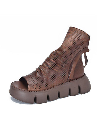 High-Top Open Toe Mesh Zipper Platform Shoes Sandals