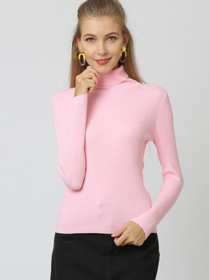 10 Colors Simple Knitting Solid Color High-Neck Pullover