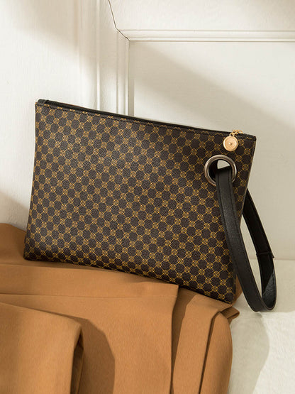 Crocodile Texture Geometric Print Zipper Handbag