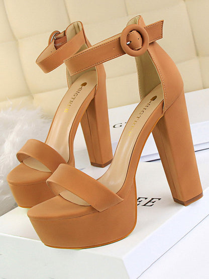 Buckle Peep-Toe Split-Joint Pumps Sandals
