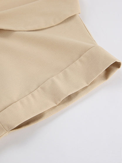 Loose Split-Joint Lapel Flying Sleeves Vest Outerwear + Shorts Two Pieces Set