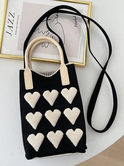 Heart Print Split-Joint Bags Crossbody Bags Handbags