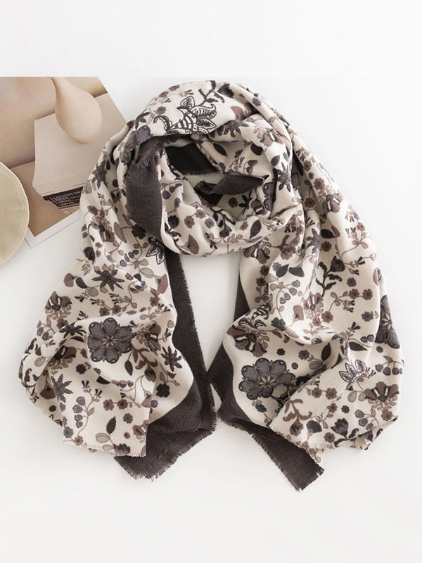 Flower Print Keep Warm Shawl&Scarf