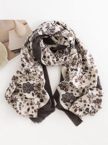 Flower Print Keep Warm Shawl&Scarf