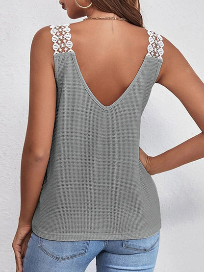 Loose Sleeveless Split-Joint V-Neck Vest Top