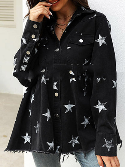 Long Sleeves Loose Fringed Pleated Split-Joint Lapel Outerwear