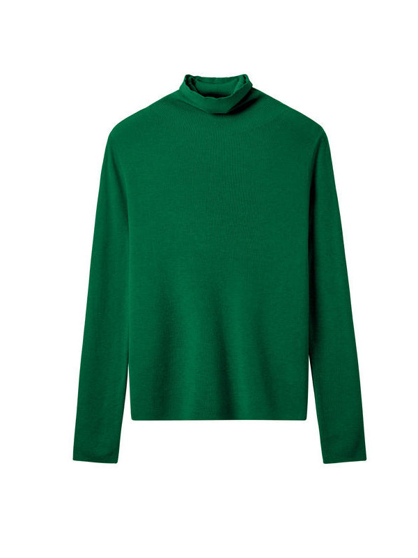 Long Sleeves Skinny Solid Color High-Neck Knitwear Pullovers Sweater Tops