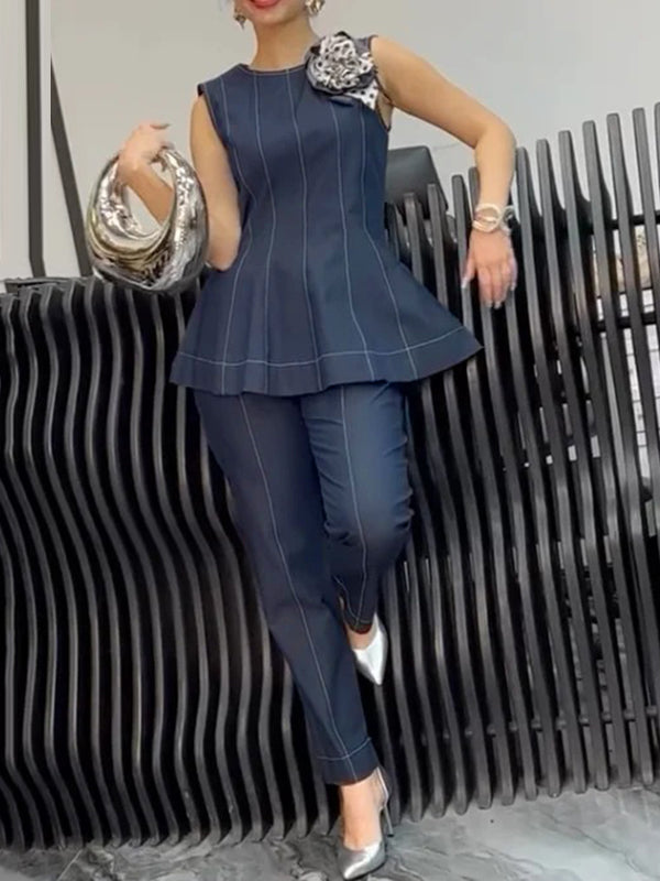 A-Line Loose Split-Joint Zipper Round-Neck Vest Top