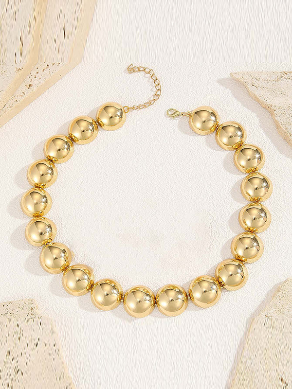 Beaded Solid Color Split-Joint Necklaces + Earrings Accessories Three Pieces