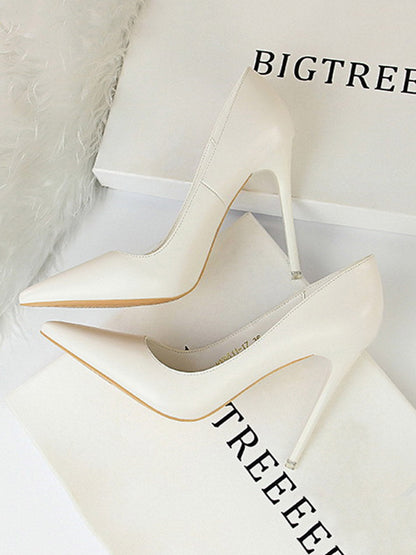 Pointed-Toe Solid Color Pumps