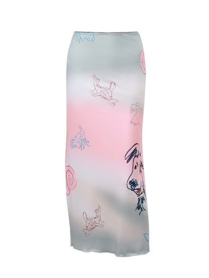 Bodycon Animal Printed Gradient Split-Joint Skirts Bottoms