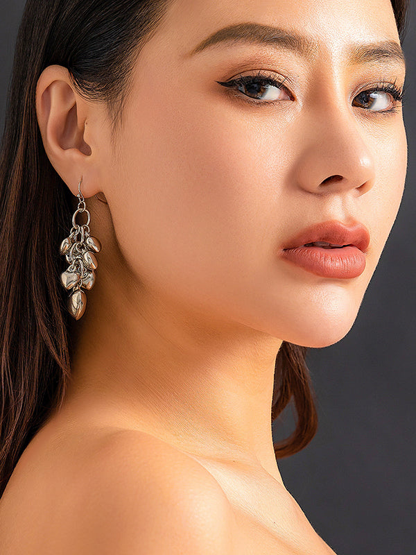 Chains Geometric Heart Shape Drop Earrings