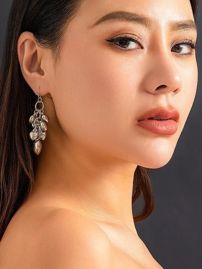 Chains Geometric Heart Shape Drop Earrings