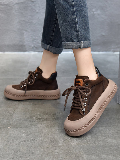 Round-Toe Tied Booties Shoes