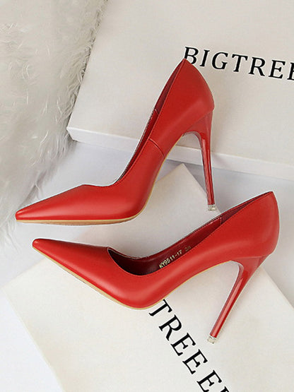 Pointed-Toe Solid Color Pumps