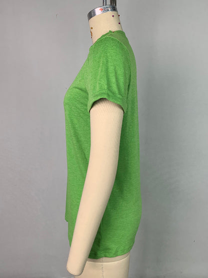 Short Sleeves Solid Color Round-Neck T-Shirts Tops