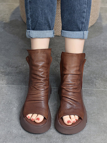 High-Top Open Toe Mesh Zipper Platform Shoes Sandals