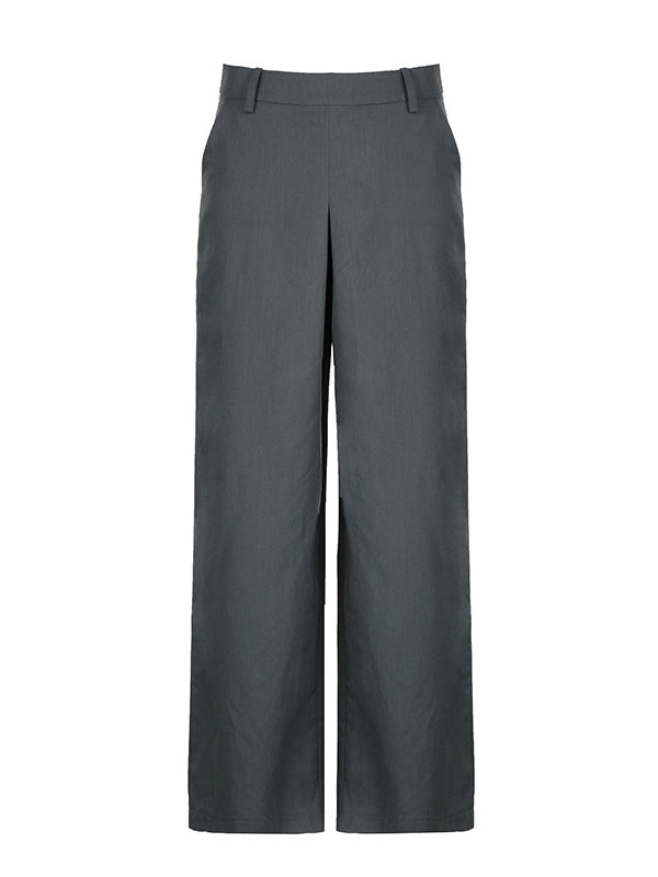 High Waisted Loose Solid Color Split-Joint Pants Trousers