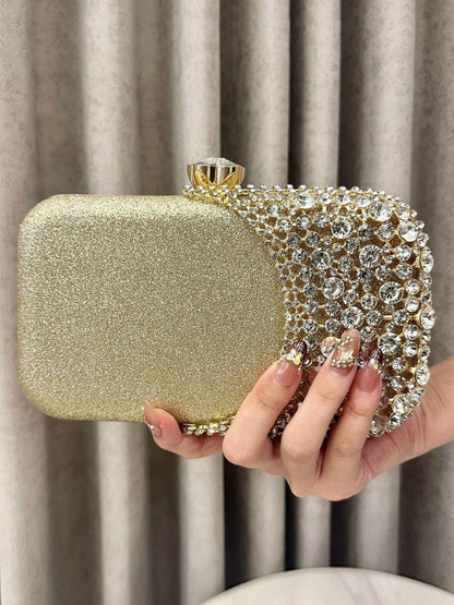 Irregularity Chains Geometric Lock Rhine Stones Shiny Crossbody Bags Evening Bags & Clutches