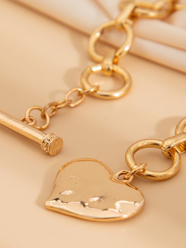 Normcore Chains Geometric Heart Shape Bracelet Accessories