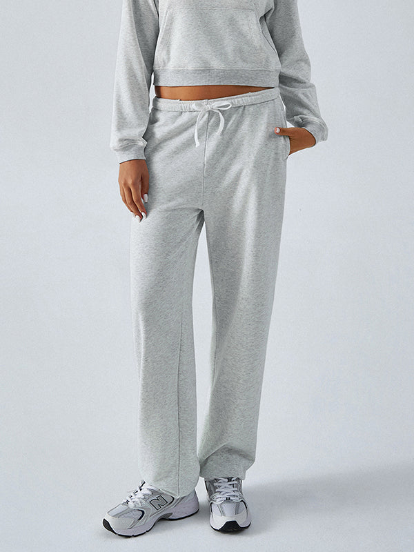 Loose Drawstring Solid Color Pants Trousers