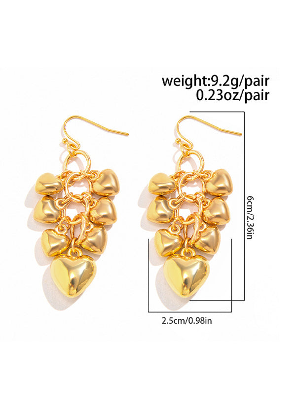 Chains Geometric Heart Shape Drop Earrings