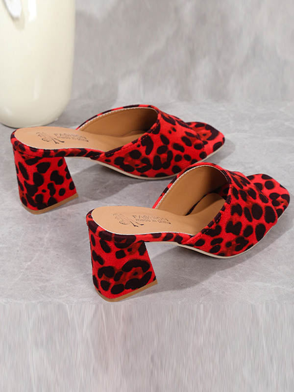Leopard Open Toe Pumps Sandals Slippers