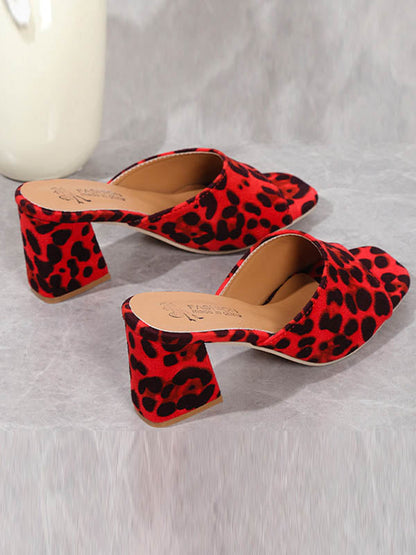 Leopard Open Toe Pumps Sandals Slippers
