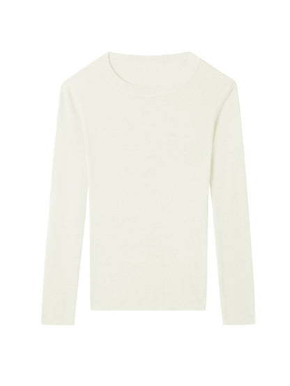 Long Sleeves Skinny Solid Color Round-Neck Knitwear Pullovers Sweater Tops