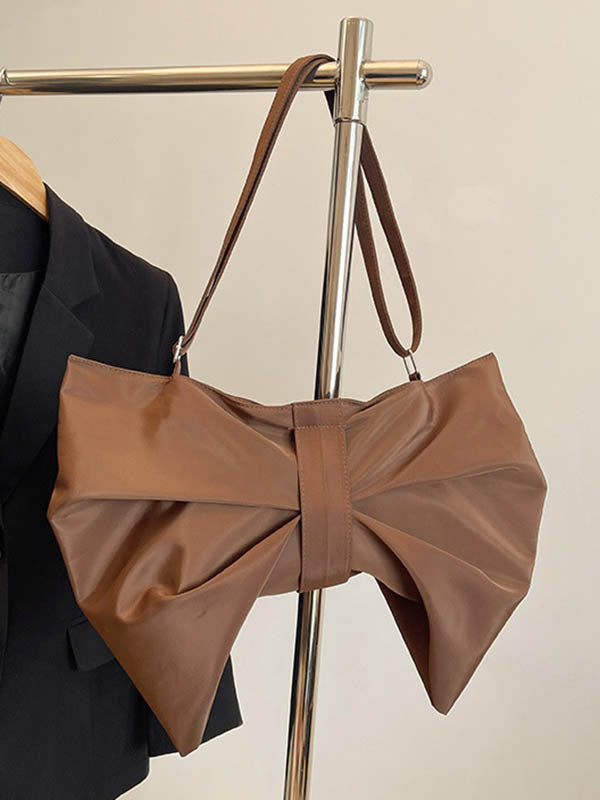 Bowknot Solid Color Zipper Shoulder Bags