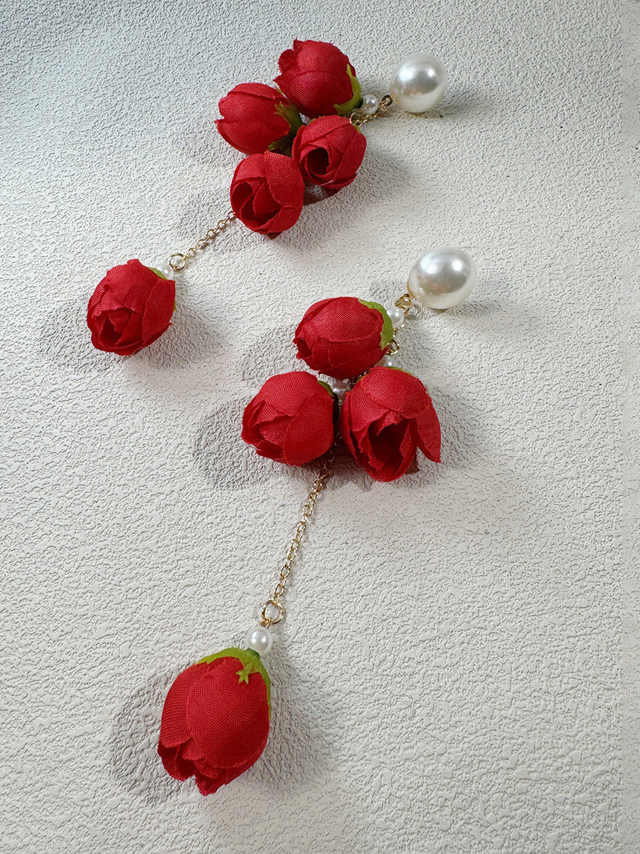 Tasseled Flower Shape Drop Earrings