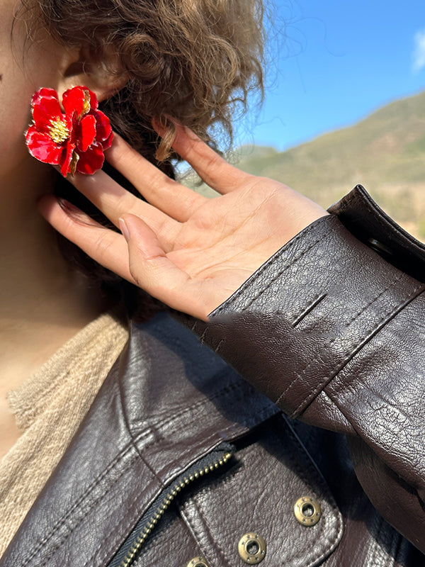 Flower Shape Three-Dimensional Flower Earrings Accessories