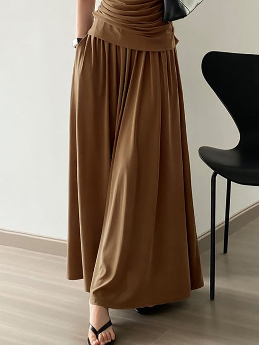 High Waisted Loose Solid Color Long Skirts Skirts Bottoms
