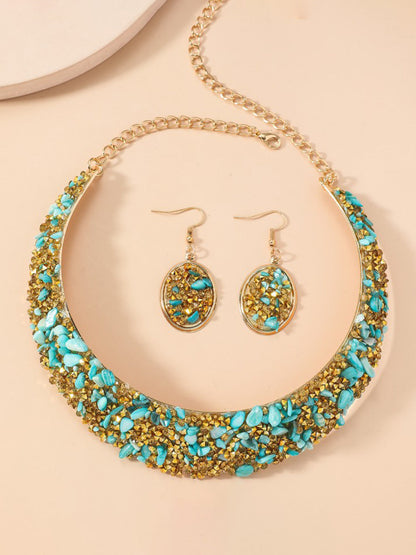 Irregularity Geometric Rhine Stones Shiny Earrings Accessories Necklaces Accessories Sets
