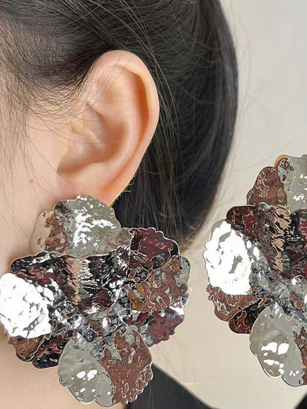 Flower Shape Shiny Earrings Accessories