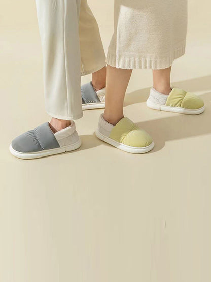 Contrast Color Round-Toe Split-Joint Slippers