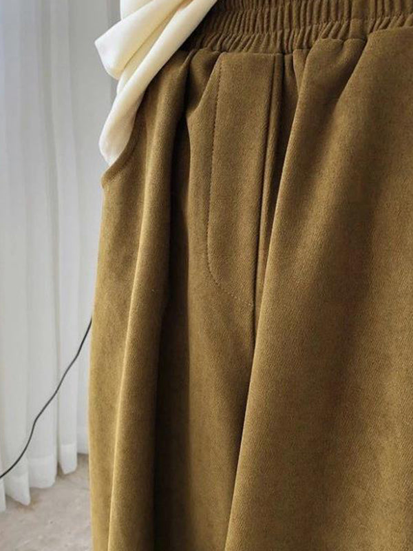 Harem Pants Wide Leg Elasticity Solid Color Split-Joint Pants Trousers