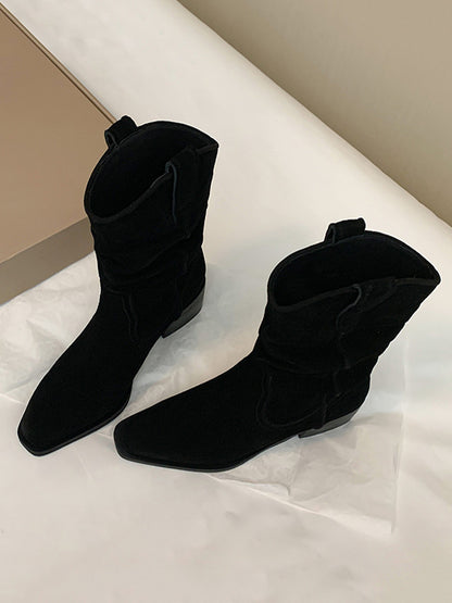 Pointed-Toe Split-Joint Boots Pumps
