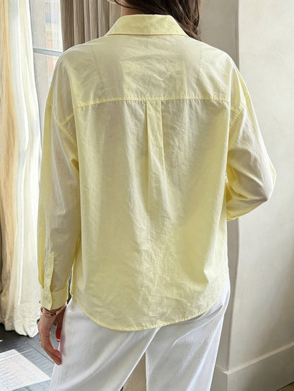 Solid Color Buttoned Loose Long Sleeves Lapel Blouses&shirts Tops