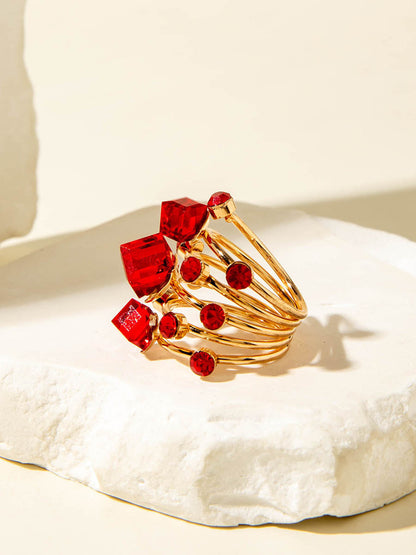 Geometric Rhine Stones Rings Accessories