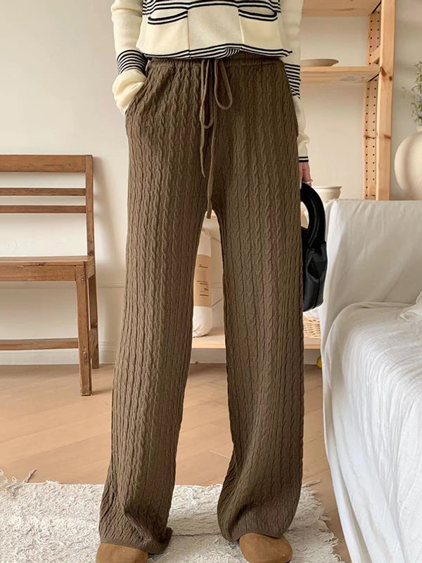 High Waisted Loose Drawstring Tied Waist Pants Trousers