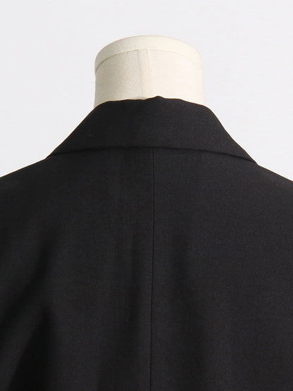 Long Sleeves Loose Hollow Knot Solid Color Notched Collar Blazer