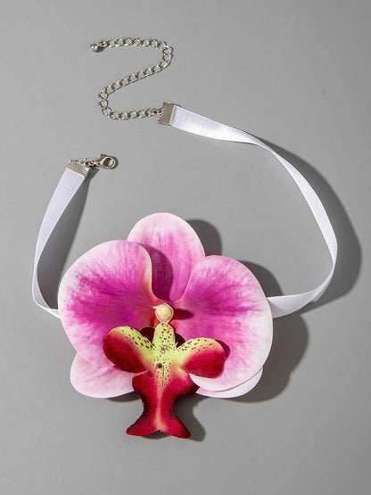 Three-Dimensional Flower Solid Color Flower Shape Necklaces Accessories