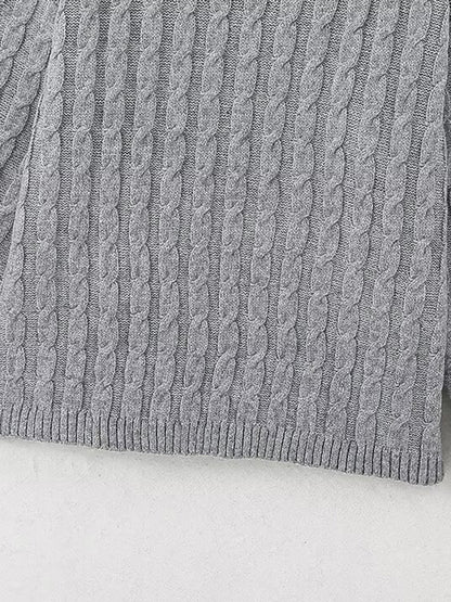 Long Sleeves Loose Solid Color Split-Joint Round-Neck Sweater Tops + Scarf Two Pieces